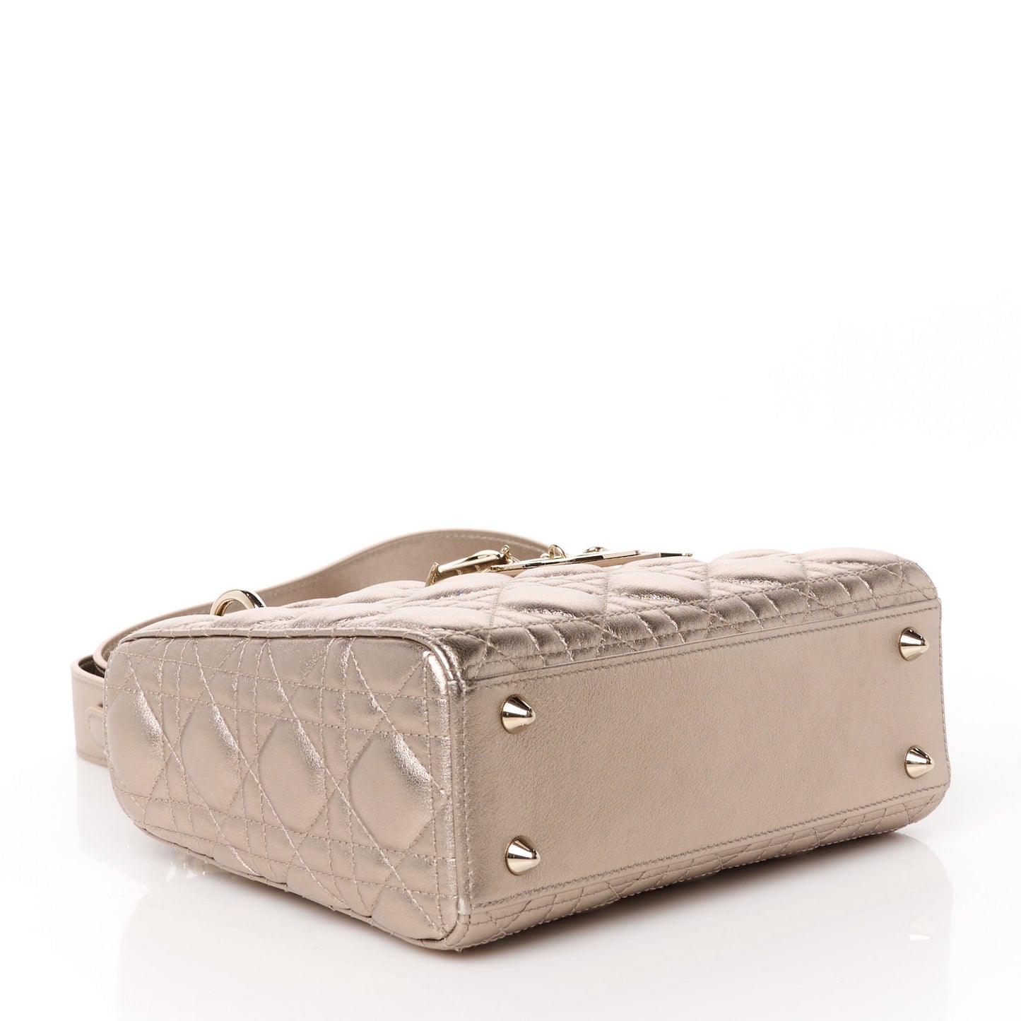 Metallic Lambskin Cannage Small My ABCDior Lady Dior Gold