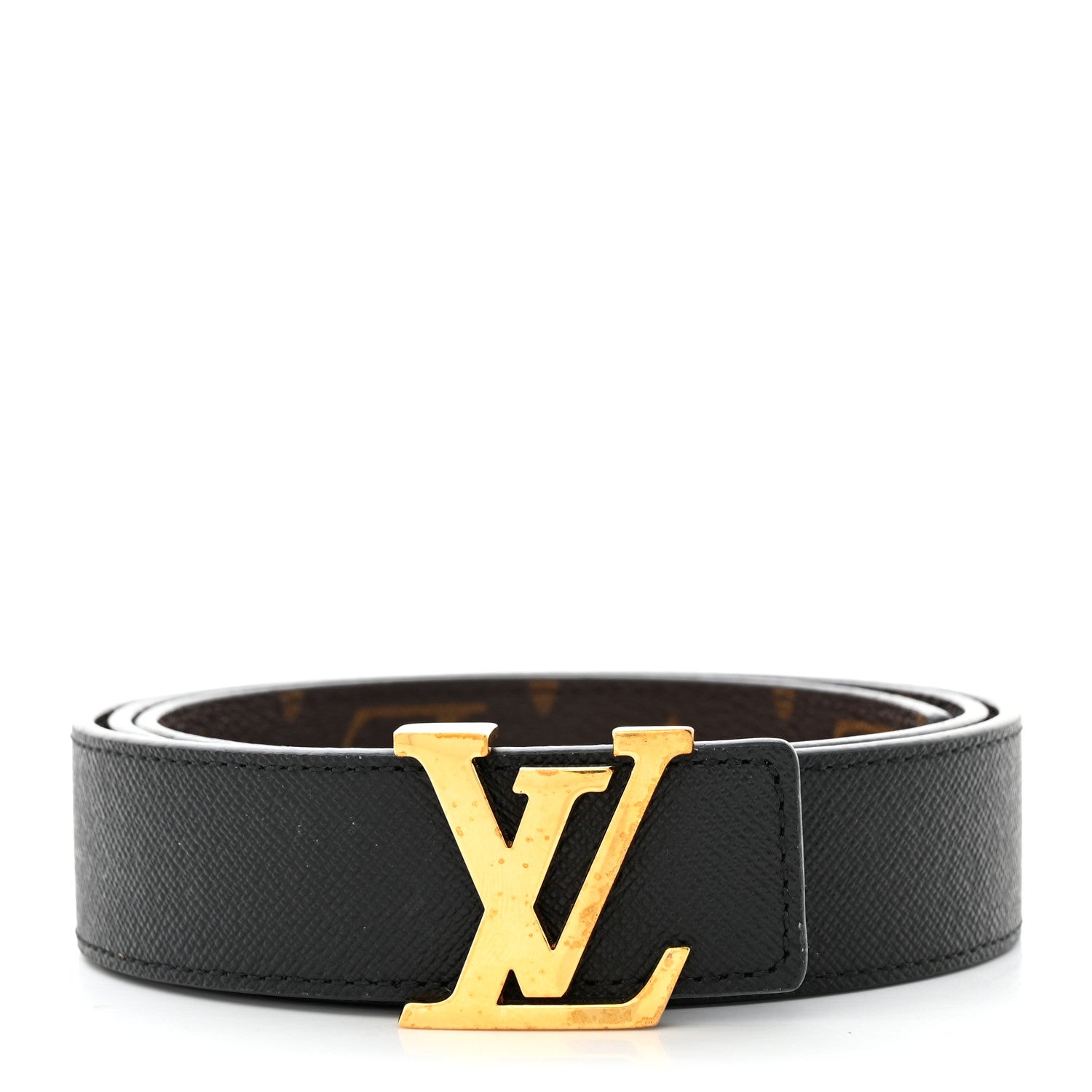 Louis Vuitton Calfskin Monogram 30mm LV Initiales Reversible Belt 85 34 Black 1 of 8