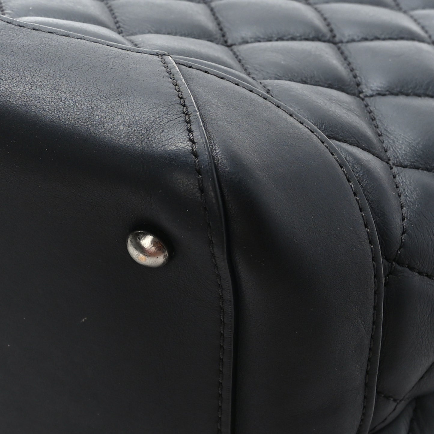 Calfskin Quilted Small Easy Shopping Tote Black