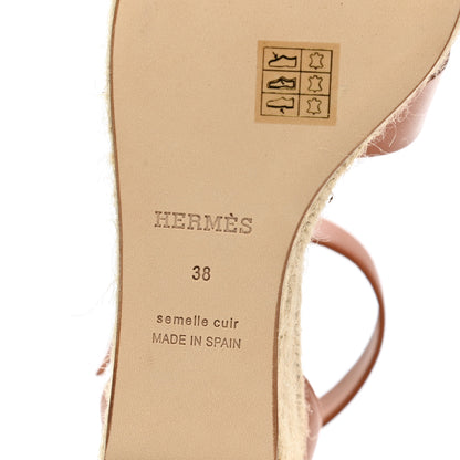 Hermes Goatskin Elda Espadrille Wedge Sandals 38 Marron Glaise 6 of 12