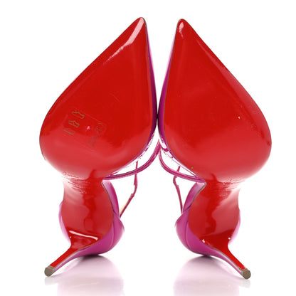 Christian Louboutin Patent Cross Blake 100 Pumps 35 Rose Indien 5 of 7