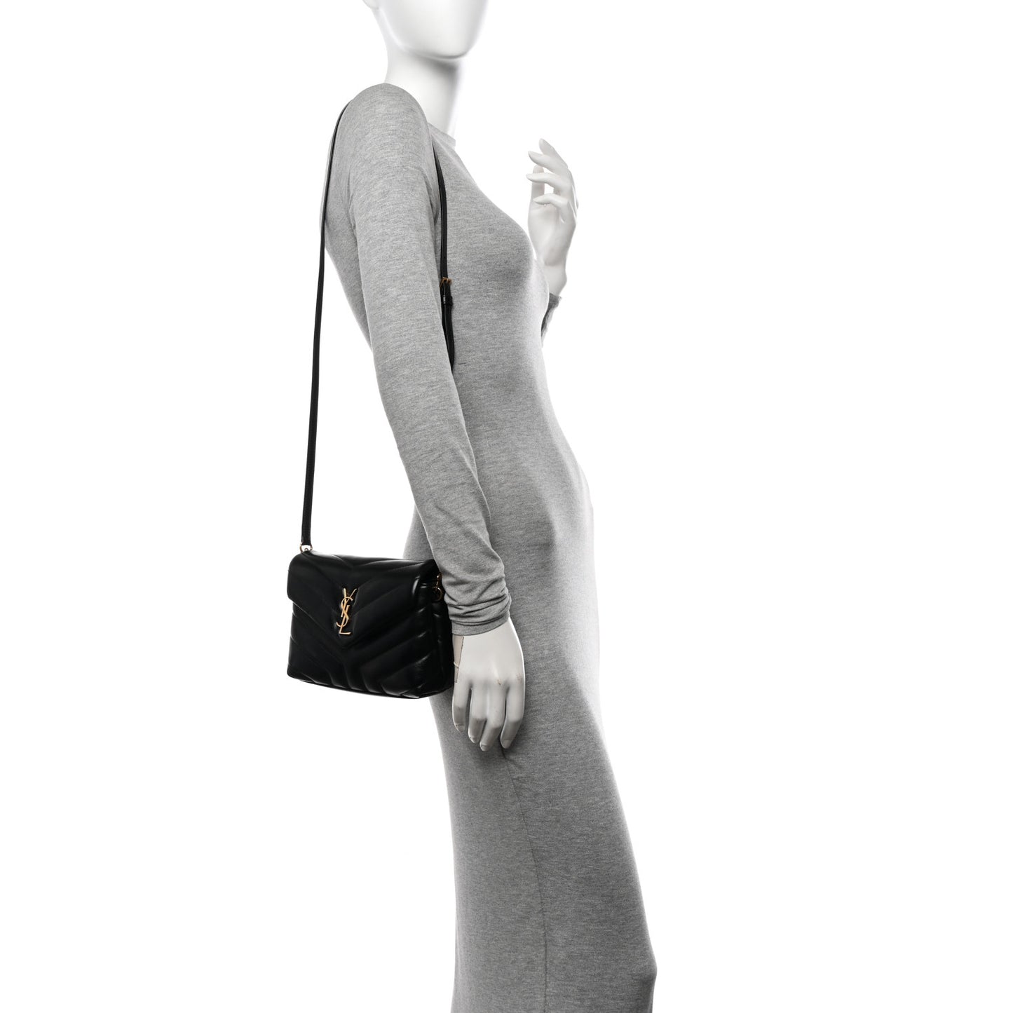 Calfskin Y Quilted Monogram Toy Loulou Crossbody Bag Black