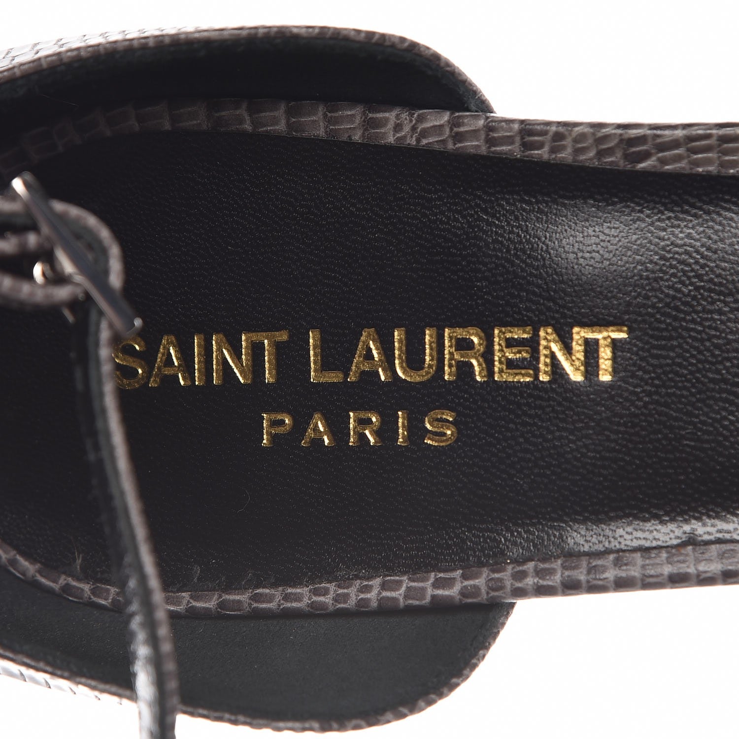Saint Laurent Lizard Calfskin Embossed Jane 105 Ankle Strap Sandals 39 Earth 6 of 10