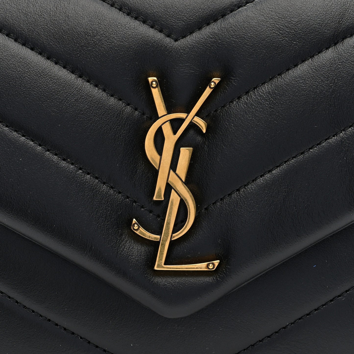 Calfskin Y Quilted Monogram Small Loulou Chain Satchel Black
