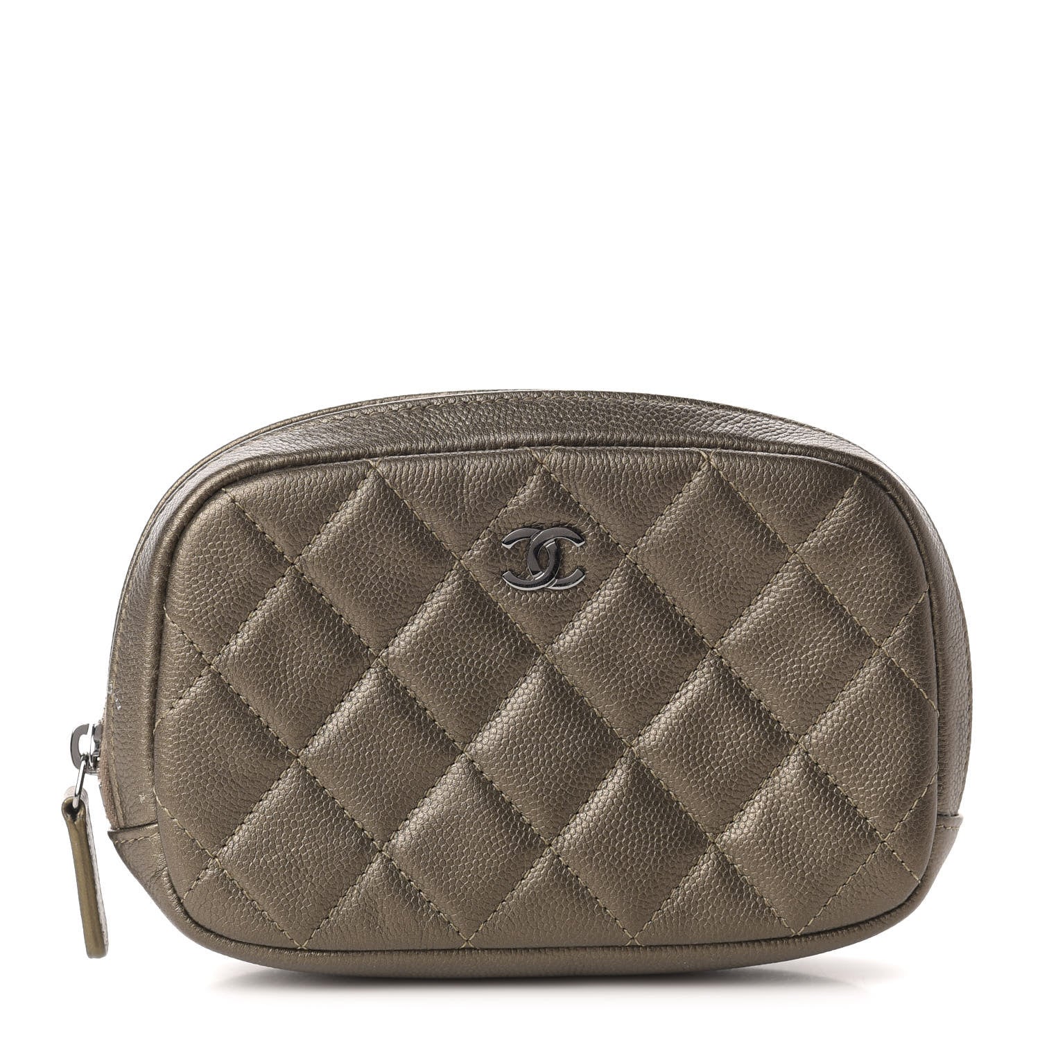 Chanel Metallic Caviar Quilted Small Curvy Pouch Cosmetic Case Bronze 1 of 7