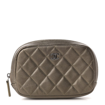 Chanel Metallic Caviar Quilted Small Curvy Pouch Cosmetic Case Bronze 1 of 7