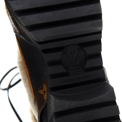 Louis Vuitton Suede Calfskin Shearling Monogram Laureate Platform Desert Boots 39 Cognac 8 of 9