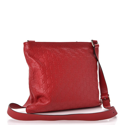 Gucci Guccissima Medium Flat Messenger Bag Red 3 of 10
