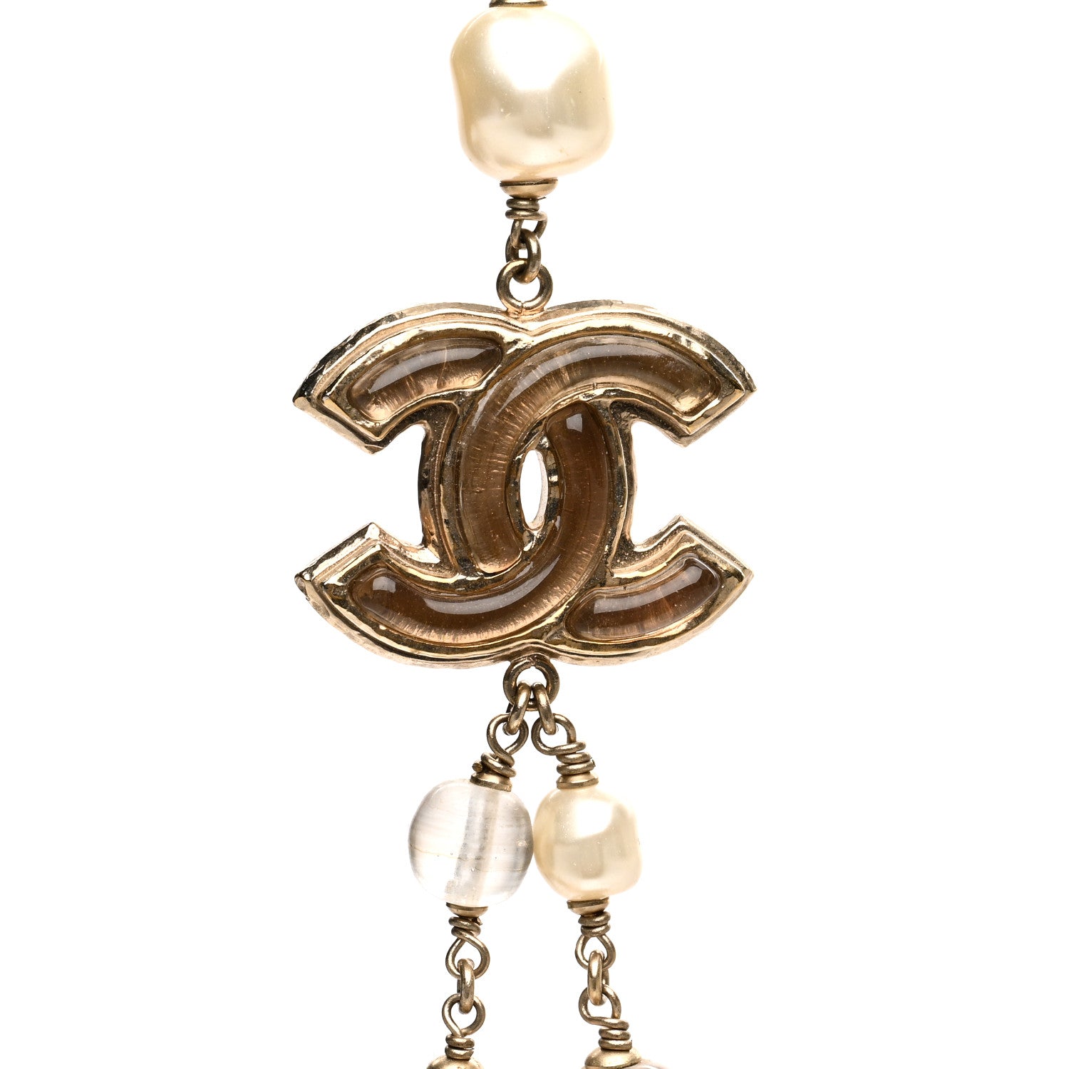 Chanel Pearl Beaded CC Long Necklace Gold 4 of 6
