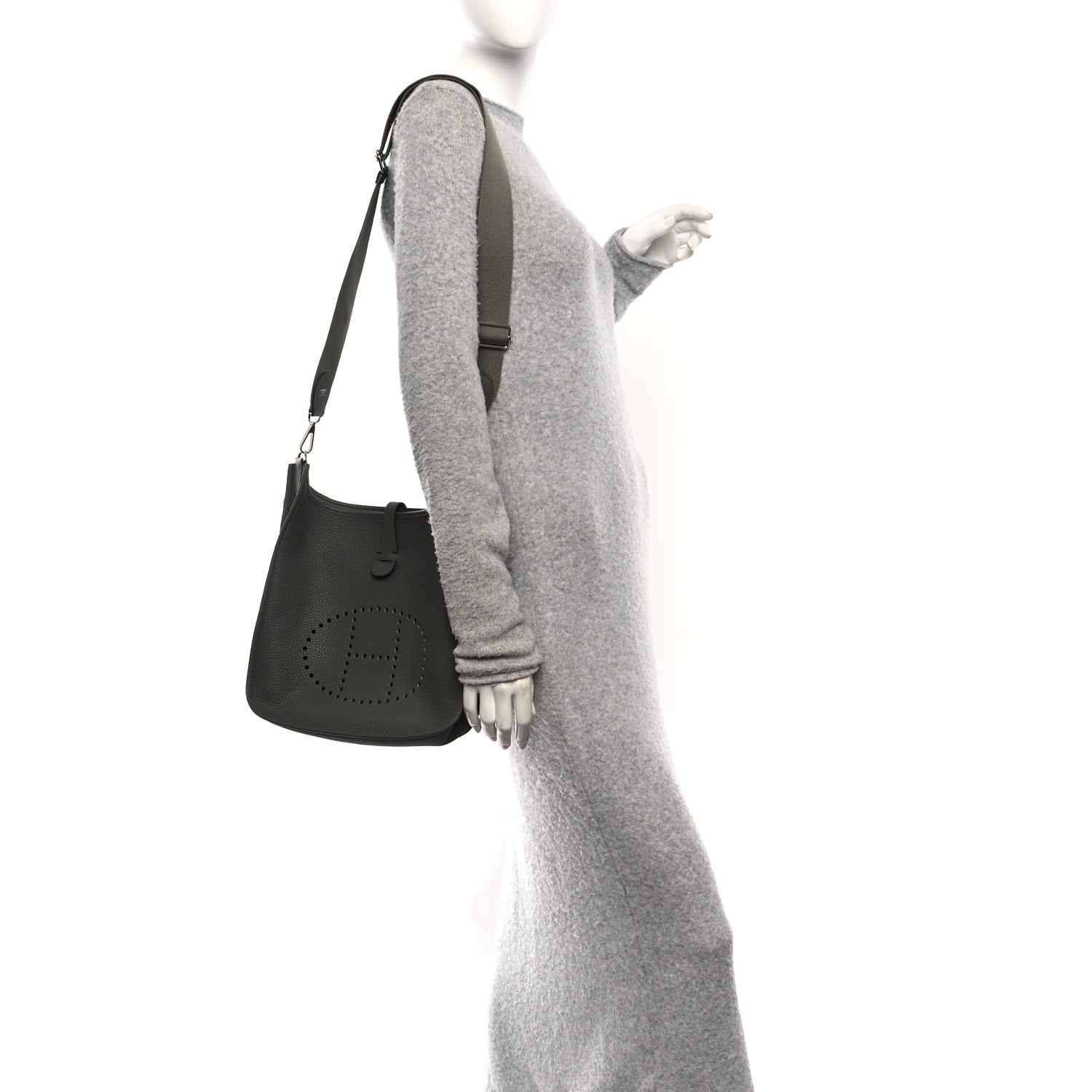 Hermes Taurillon Clemence Evelyne III PM Vert De Gris 2 of 10