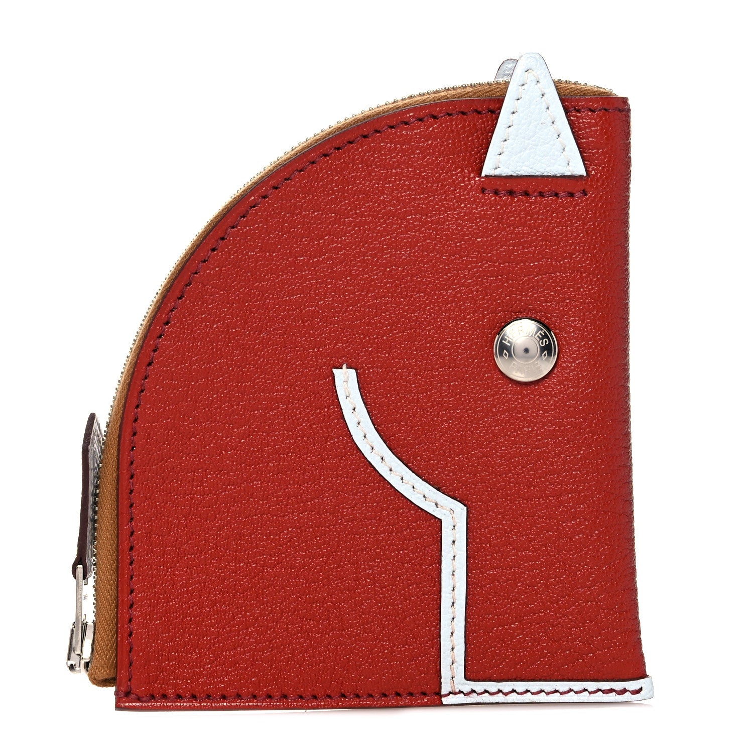 Hermes Chevre Mysore Paddock Change Purse Brique Bleu Brume 1 of 7