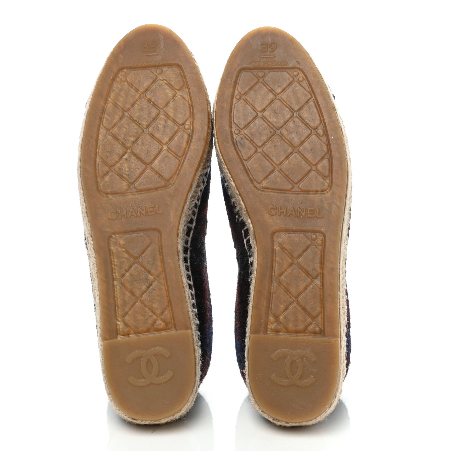 Chanel Fabric CC Espadrilles 39 Burgundy Navy Dark Grey 5 of 9