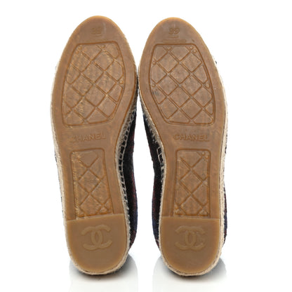 Chanel Fabric CC Espadrilles 39 Burgundy Navy Dark Grey 5 of 9