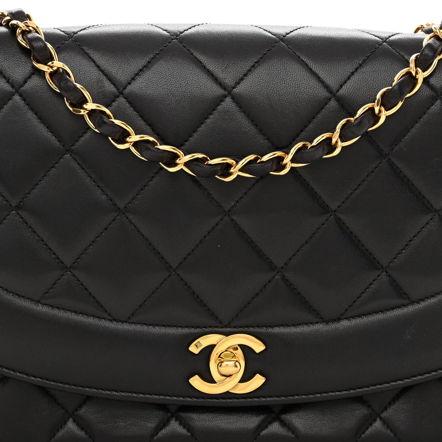 Lambskin Quilted Medium Single Flap Black