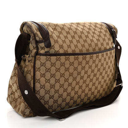 Gucci Monogram Natural Pigskin Large Diaper Bag Beige Ebony Cocoa Dark Chocolate 4 of 14
