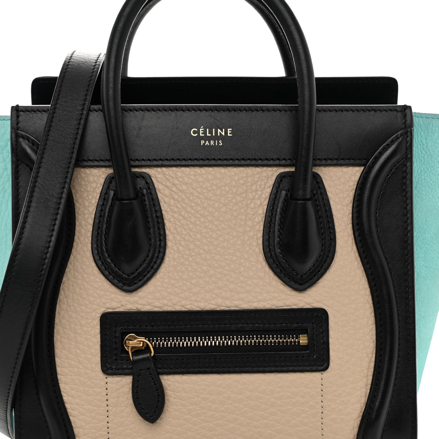 Drummed Calfskin Nano Tri-Color Luggage Antarctic