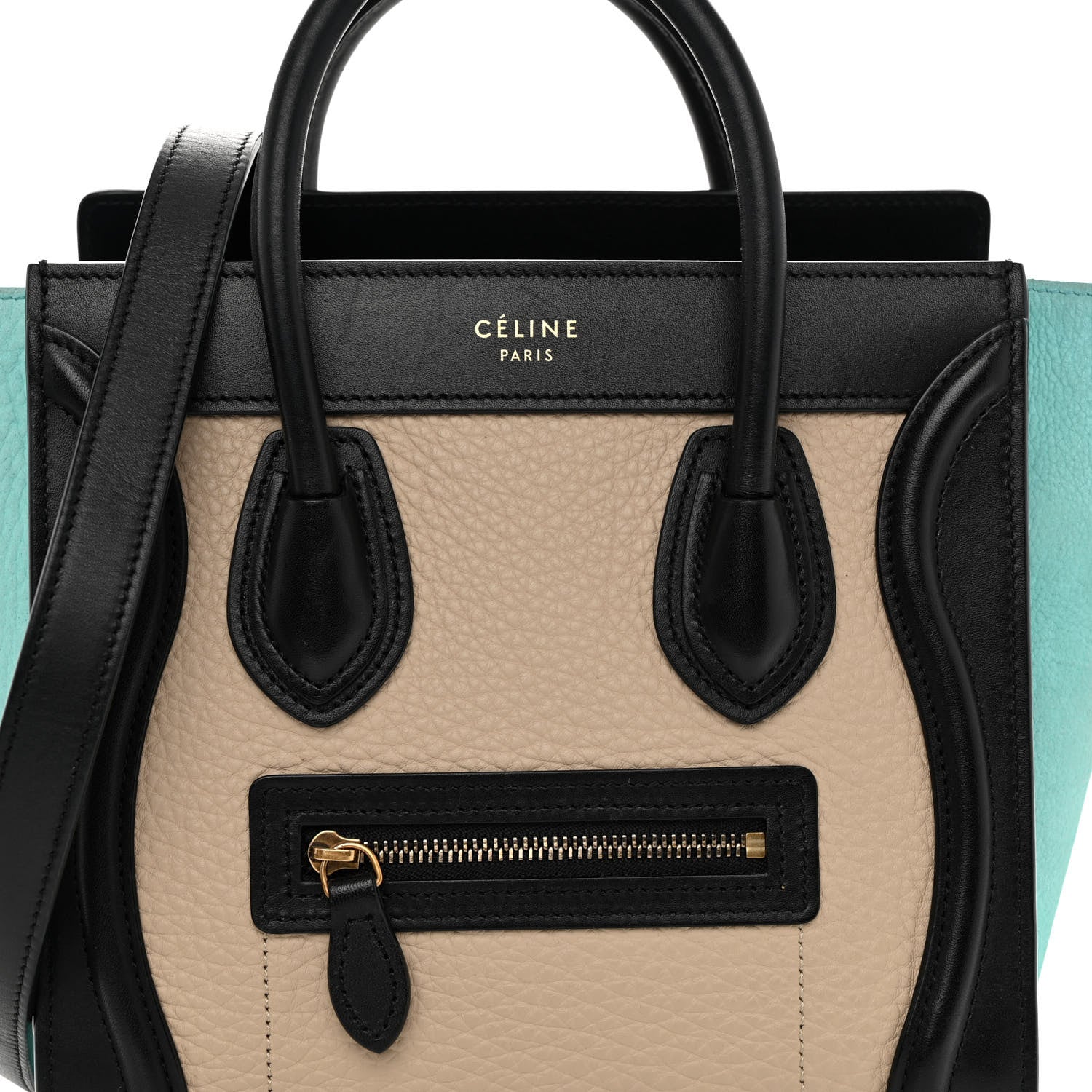 Celine Drummed Calfskin Nano Tri-Color Luggage Antarctic 7 of 9