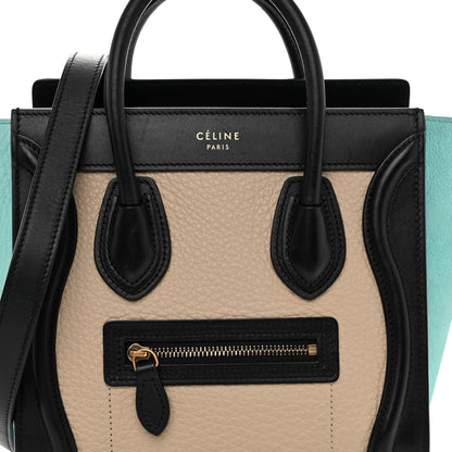 Celine Drummed Calfskin Nano Tri-Color Luggage Antarctic 7 of 9