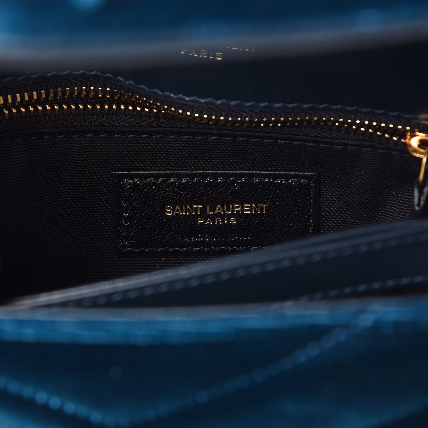 Saint Laurent Velvet Y Quilted Monogram Toy Loulou Chain Satchel Dark Ottanio 7 of 15