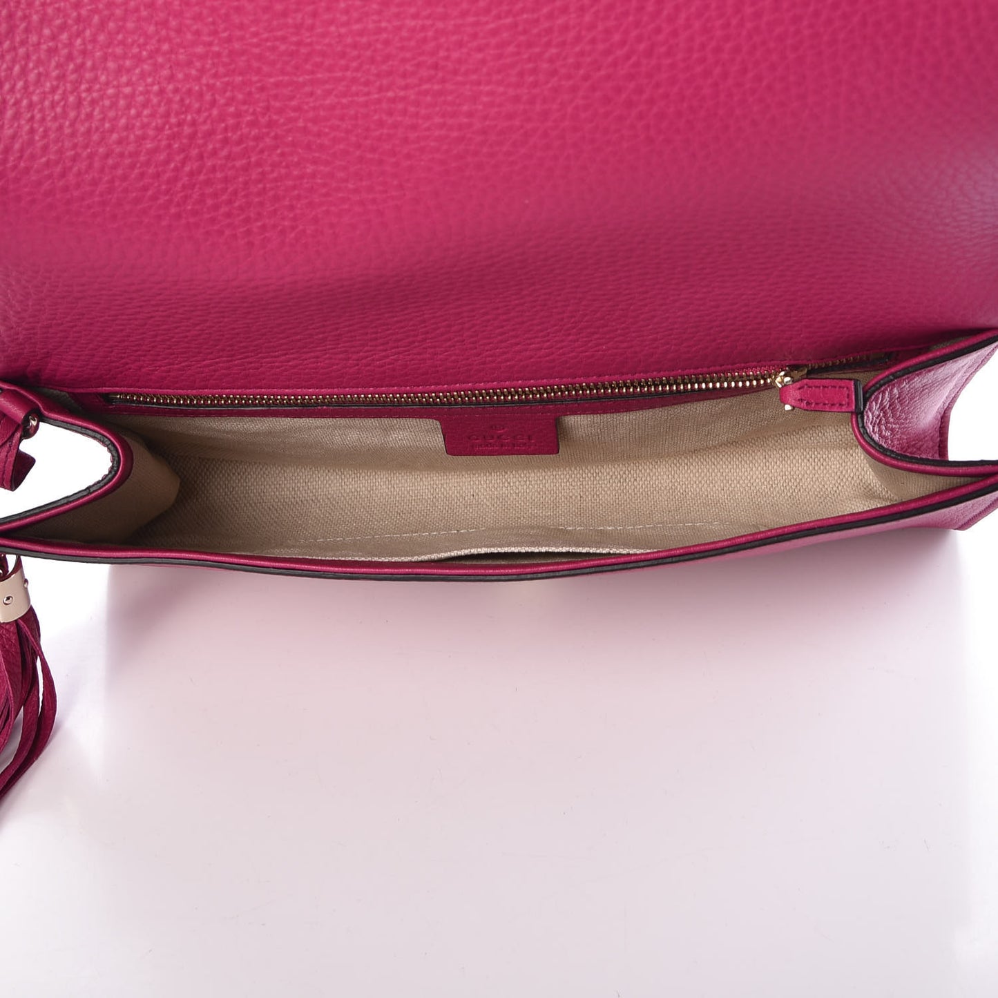Pebbled Calfskin Medium Soho Clutch Fuchsia