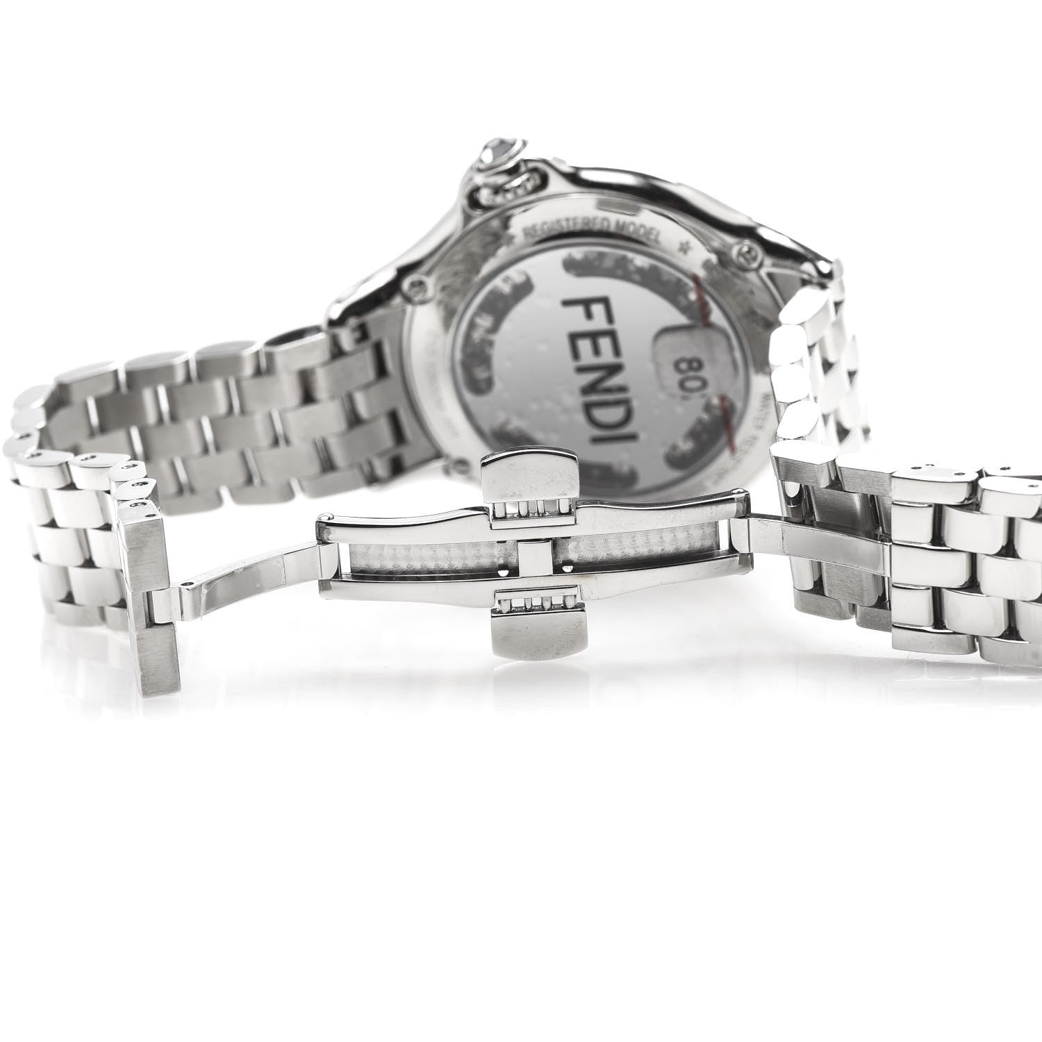 Fendi Stainless Steel Diamond Bezel Topaz 38mm Crazy Carats Quartz Watch Black 8 of 10