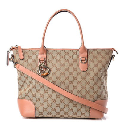 Gucci Monogram Heart Bit Charm Top Handle Tote Coral 1 of 16