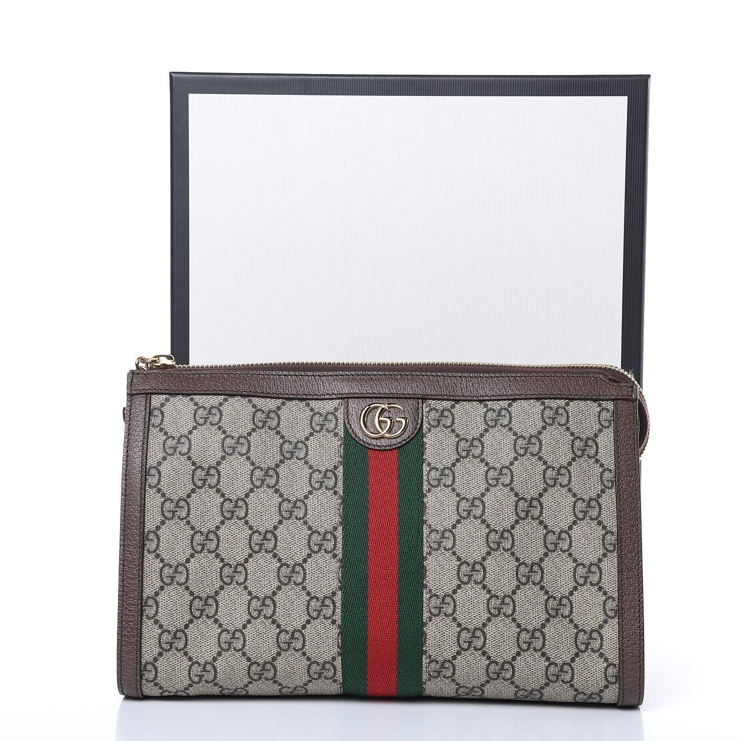 Gucci GG Supreme Monogram Web Large Ophidia Cosmetic Case Beige New Acero 8 of 8