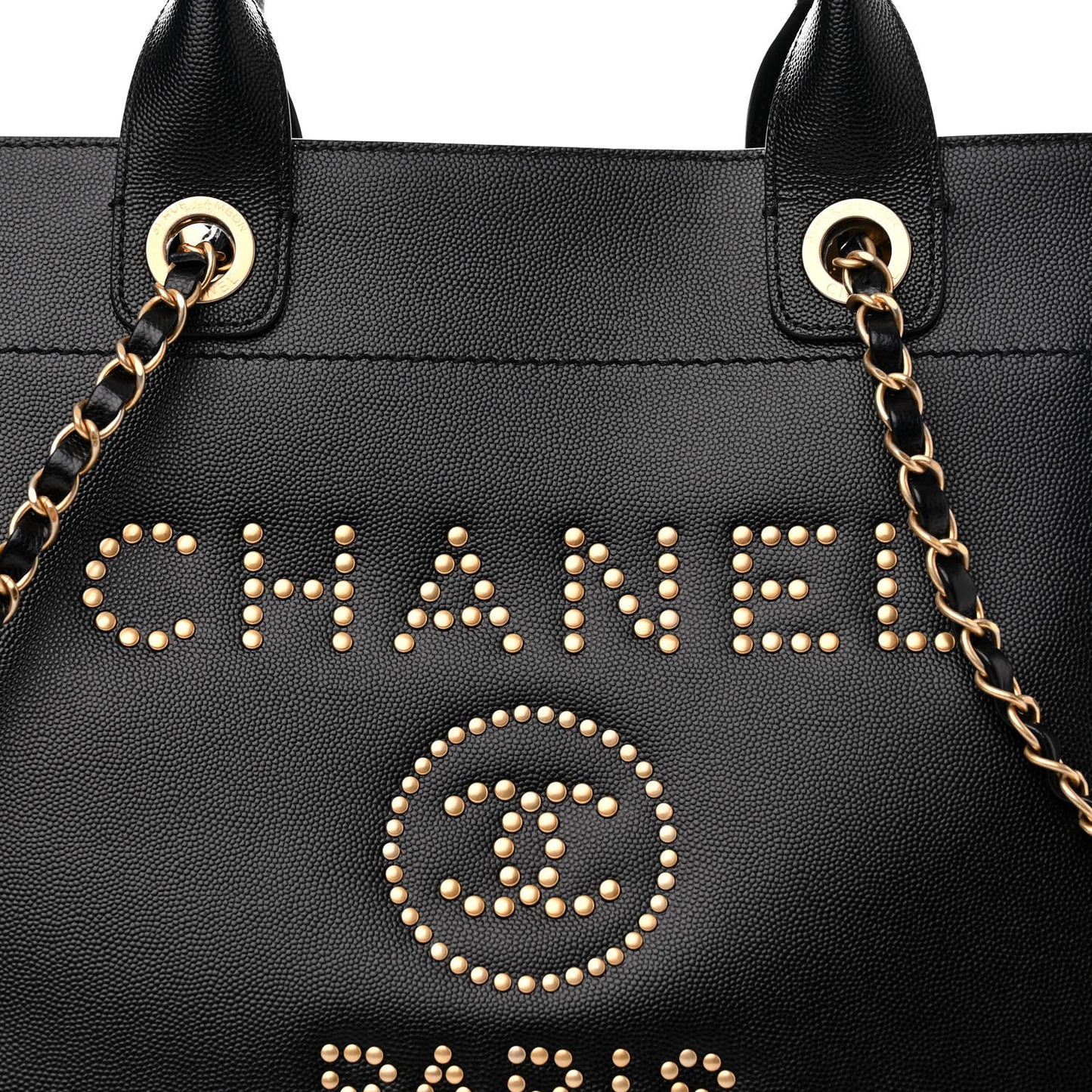 Caviar Small Studded Deauville Tote Black