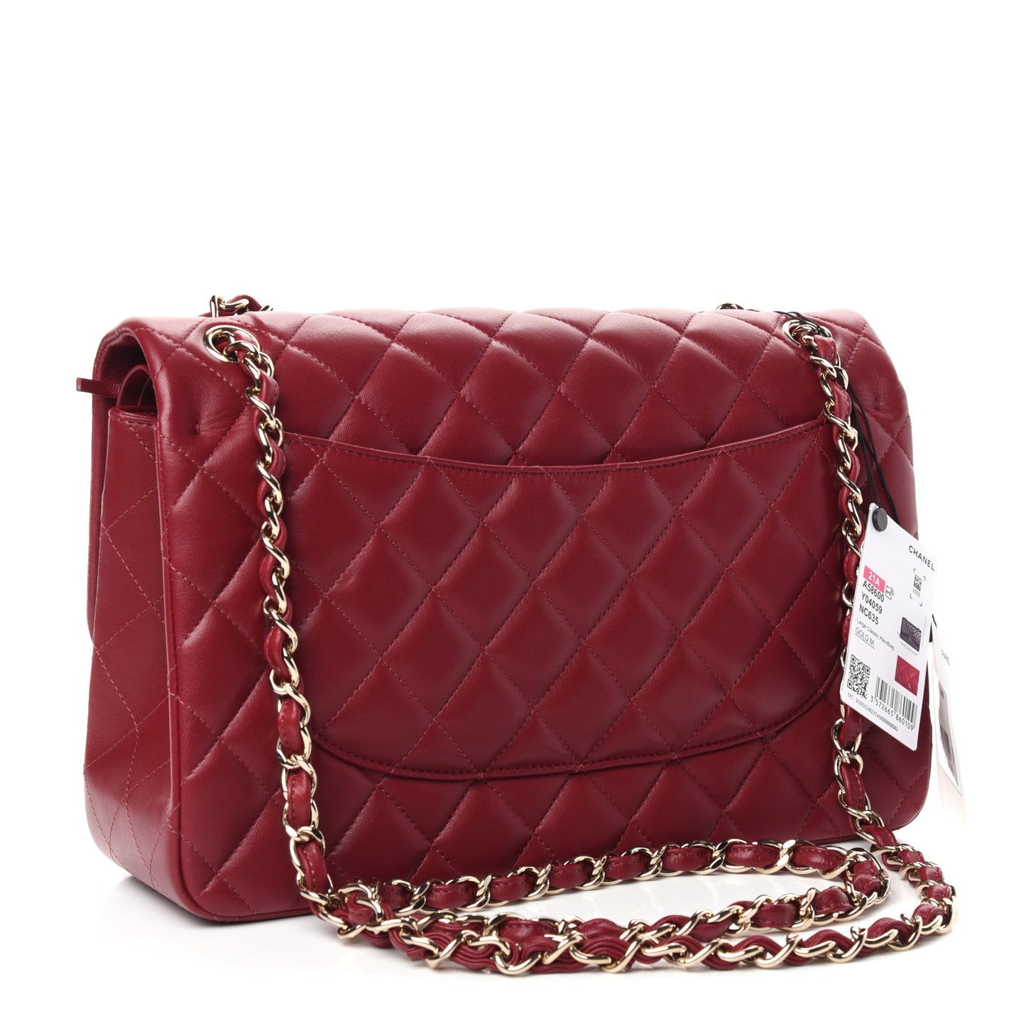 Lambskin Quilted Jumbo Double Flap Burgundy