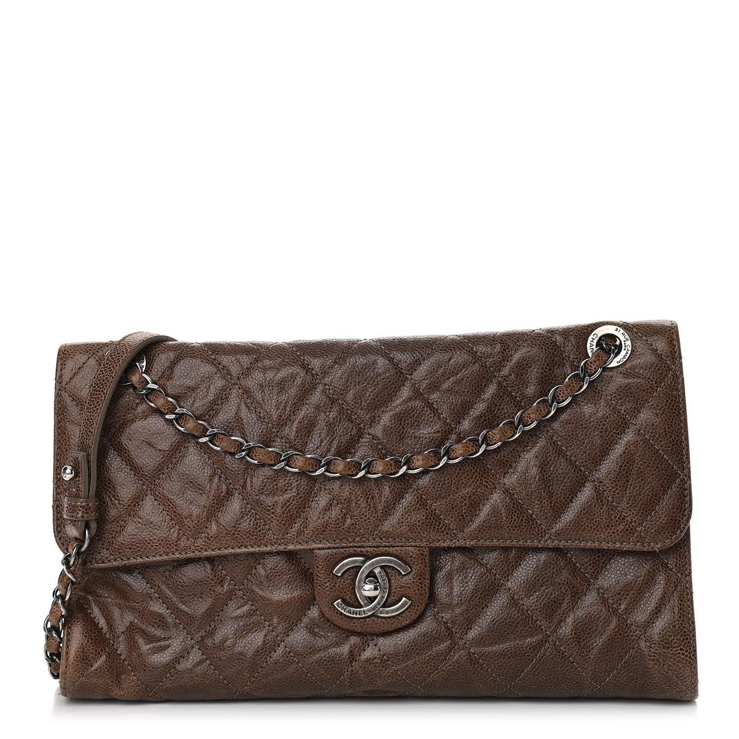 Chanel Crumpled Grained Calfskin Jumbo CC Crave Flap Brown 1 of 12