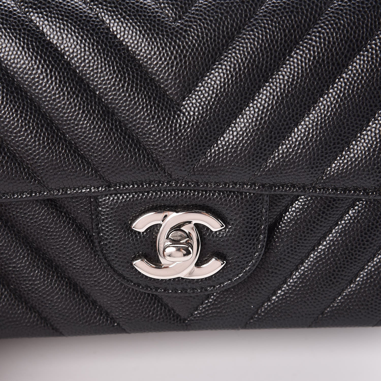 Chanel Caviar Chevron Quilted Mini Rectangular Flap Black 10 of 11