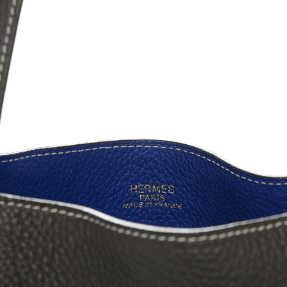 Hermes Taurillon Clemence Double Sens 45 Reversible Tote Graphite Bleu Electrique 9 of 9