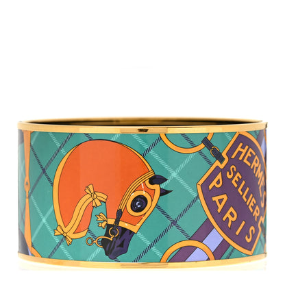 Hermes Enamel Printed Extra Wide Tatersale Bracelet 70 Vie D Artiste 1 of 6