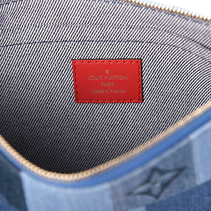 Louis Vuitton Denim Damier Monogram Patchwork Neverfull MM Pochette Blue Rouge 5 of 5