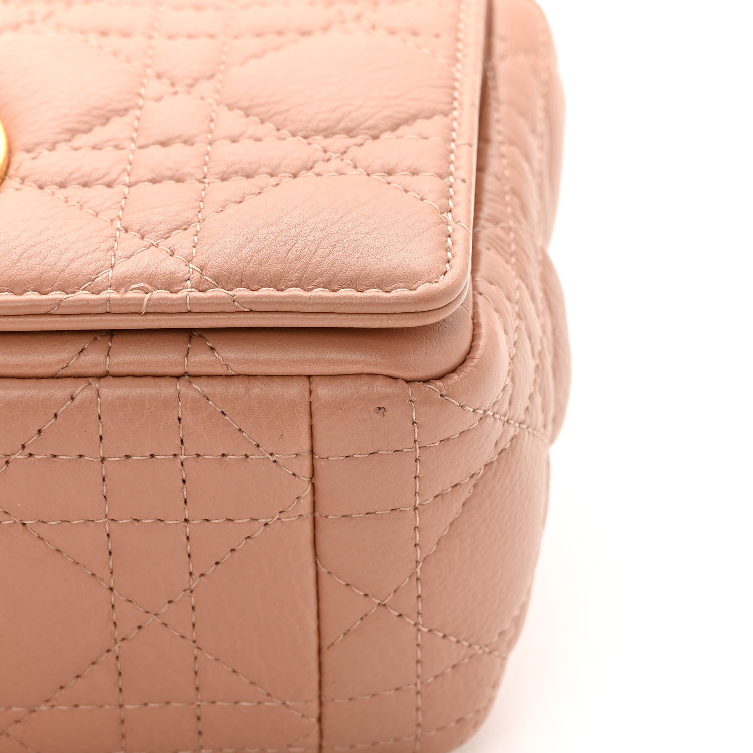 Christian Dior Grained Calfskin Cannage Small Caro Bag Rose De Vents 12 of 15