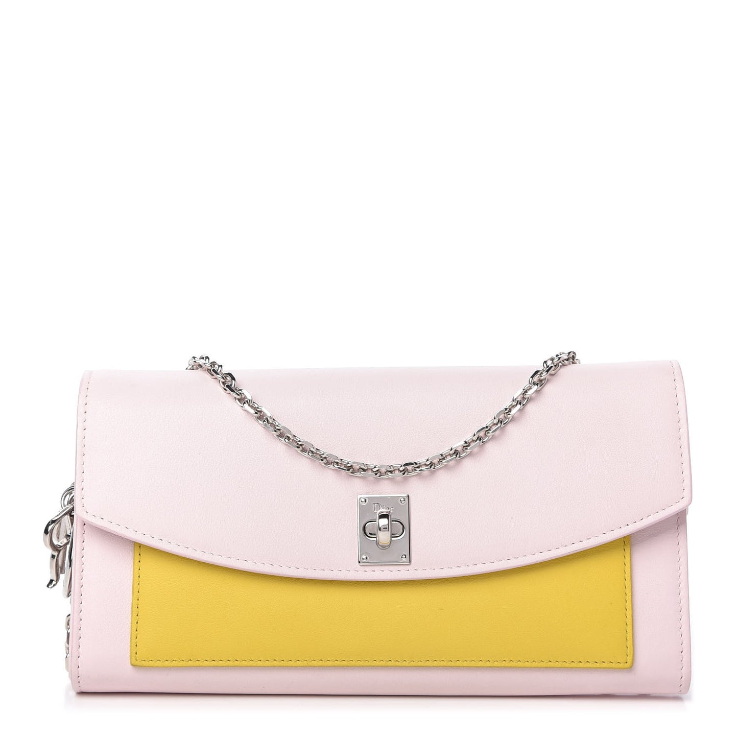 Calfskin Tri-Color Wallet On Chain Pink