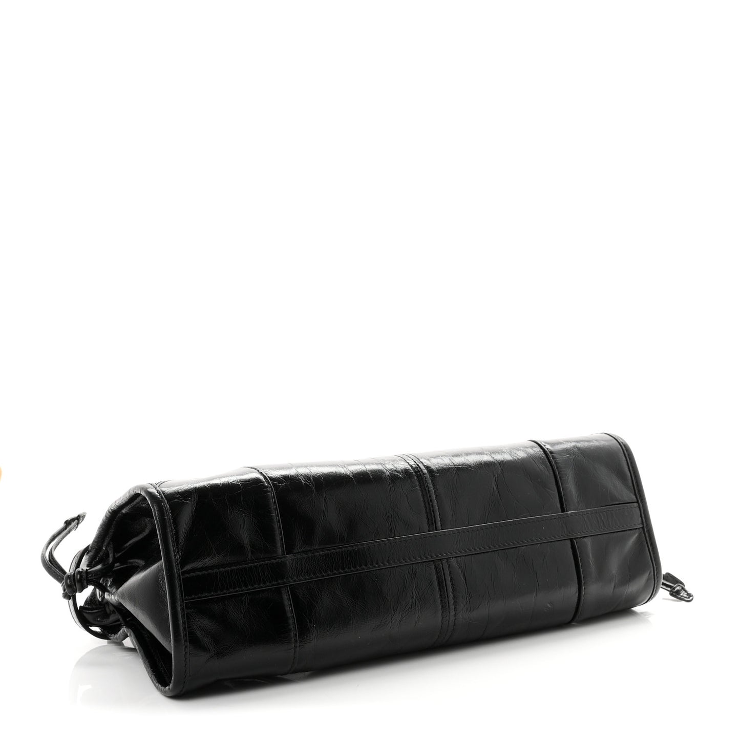 Glossy Calfskin Triangle Medium Bonnie Shoulder Bag Black