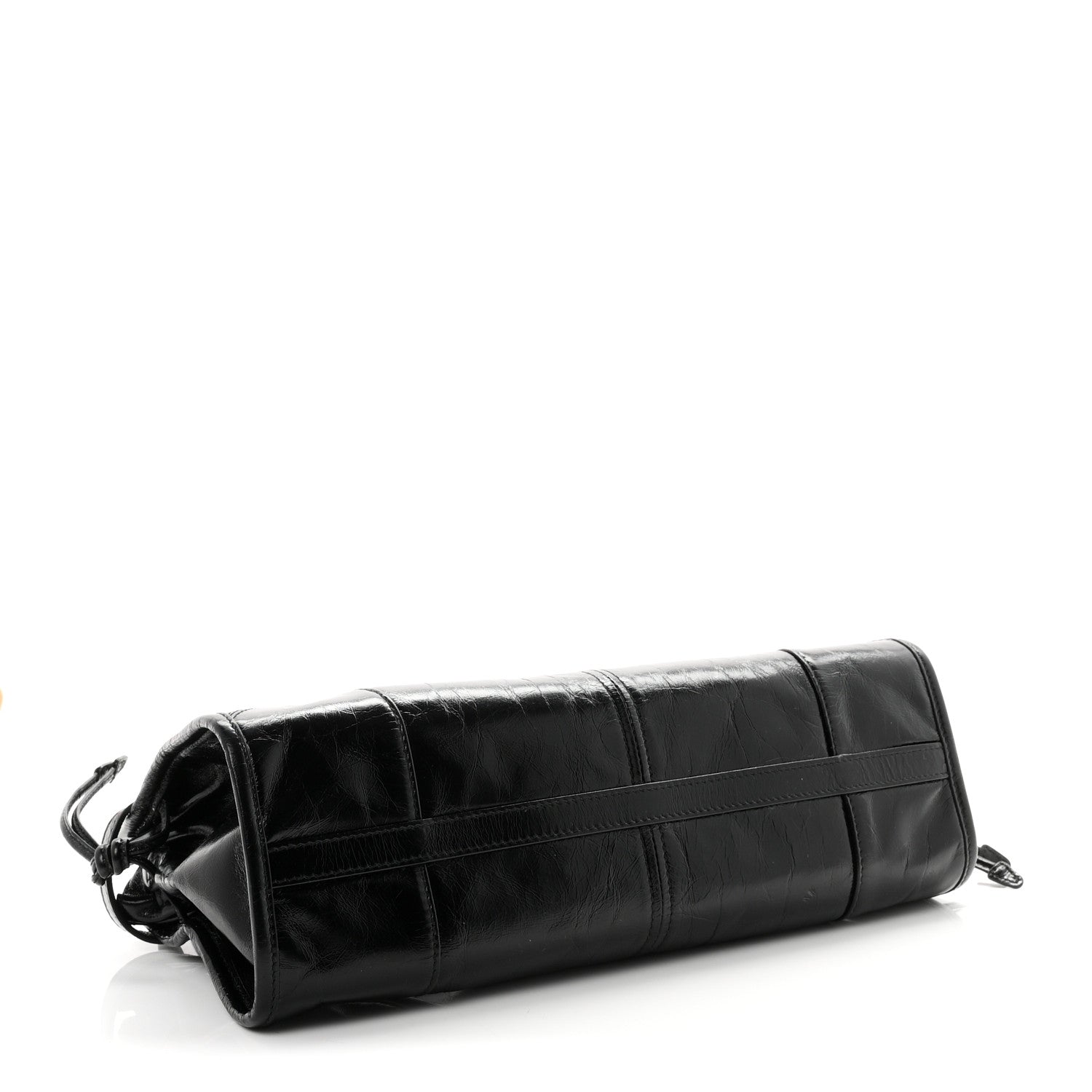 Prada Glossy Calfskin Triangle Medium Bonnie Shoulder Bag Black 4 of 10