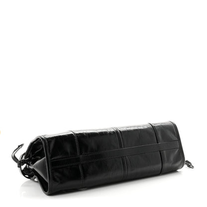Prada Glossy Calfskin Triangle Medium Bonnie Shoulder Bag Black 4 of 10