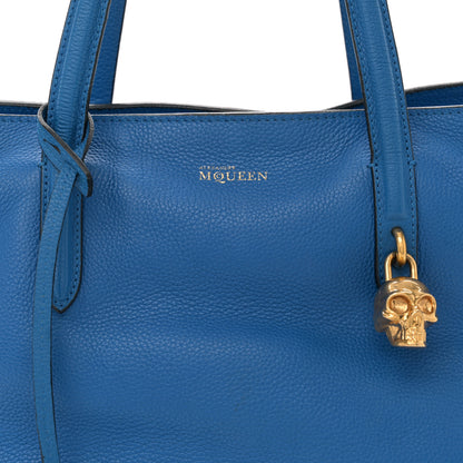 Alexander McQueen Pebbled Calfskin Large Skull Padlock Zip Around Tote Cobalt 8 of 11