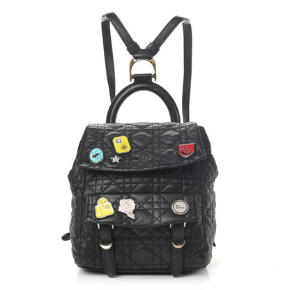 Christian Dior Lambskin Cannage Small Lucky Badge Stardust Backpack Black 1 of 4