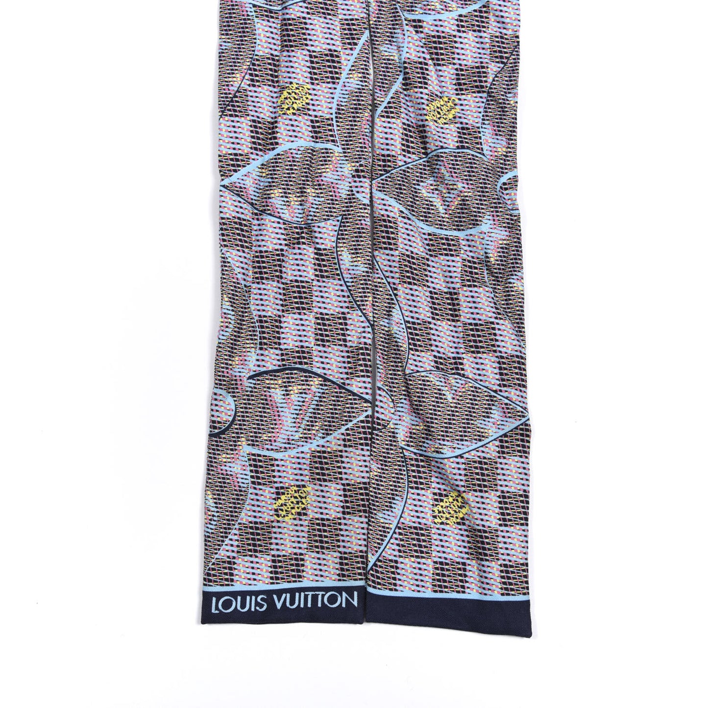 Silk Monogram Damier Pop Print Bandeau Blue