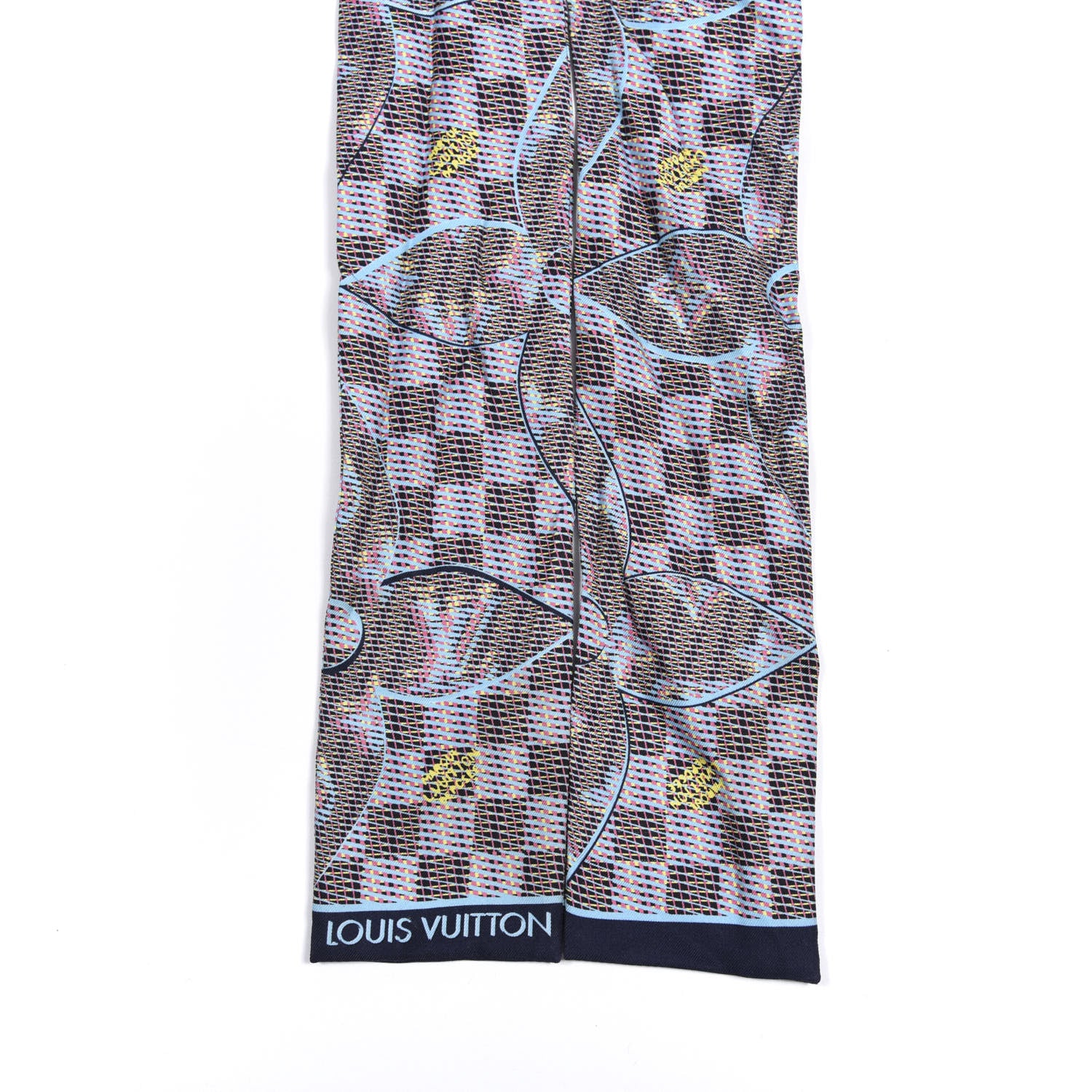 Louis Vuitton Silk Monogram Damier Pop Print Bandeau Blue 2 of 4