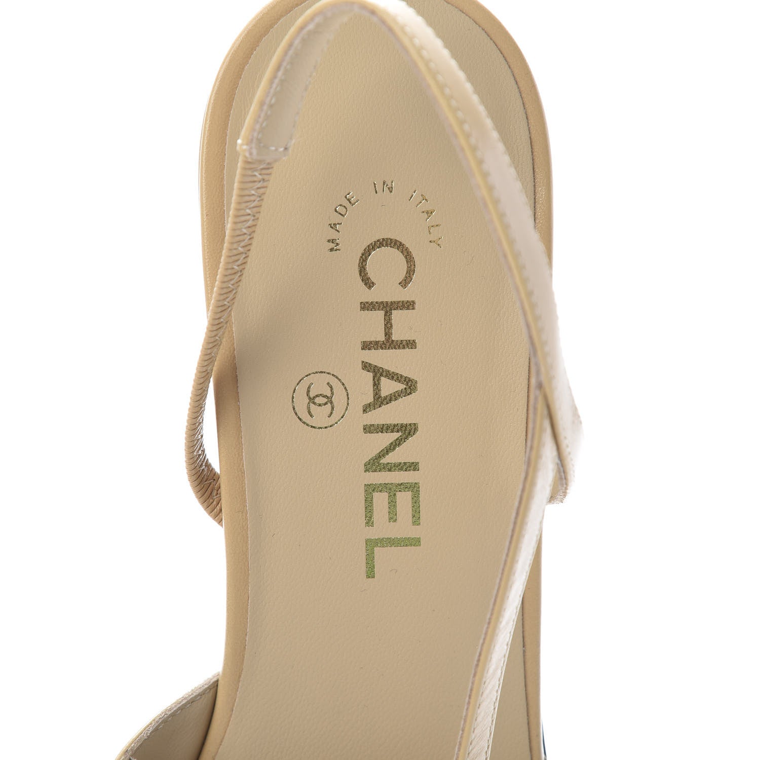 Chanel Goatskin Grosgrain Cap Toe CC Slingback Sandals 40.5 Beige Black 7 of 8