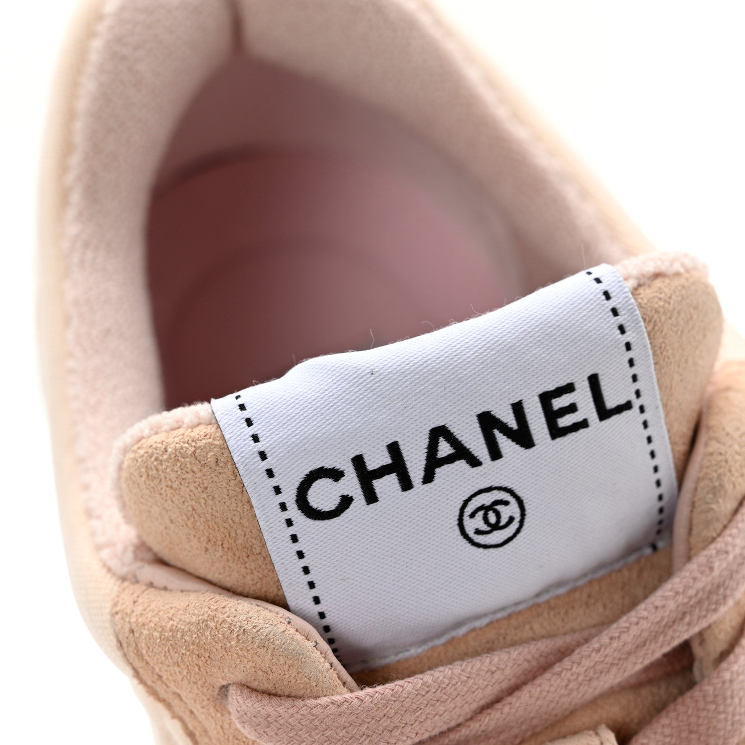 Chanel Fabric Suede Calfskin Logo Sneakers 36 Beige Pink 9 of 15