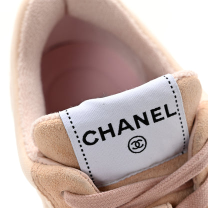 Chanel Fabric Suede Calfskin Logo Sneakers 36 Beige Pink 9 of 15