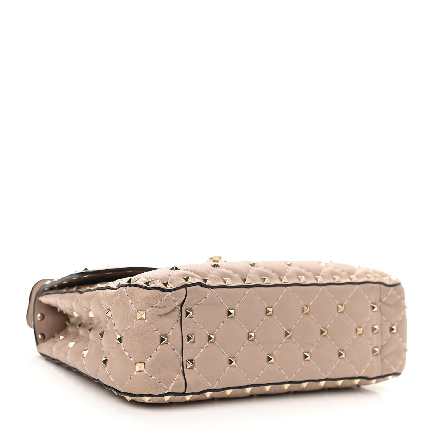 Lambskin Medium Rockstud Spike Shoulder Bag Poudre