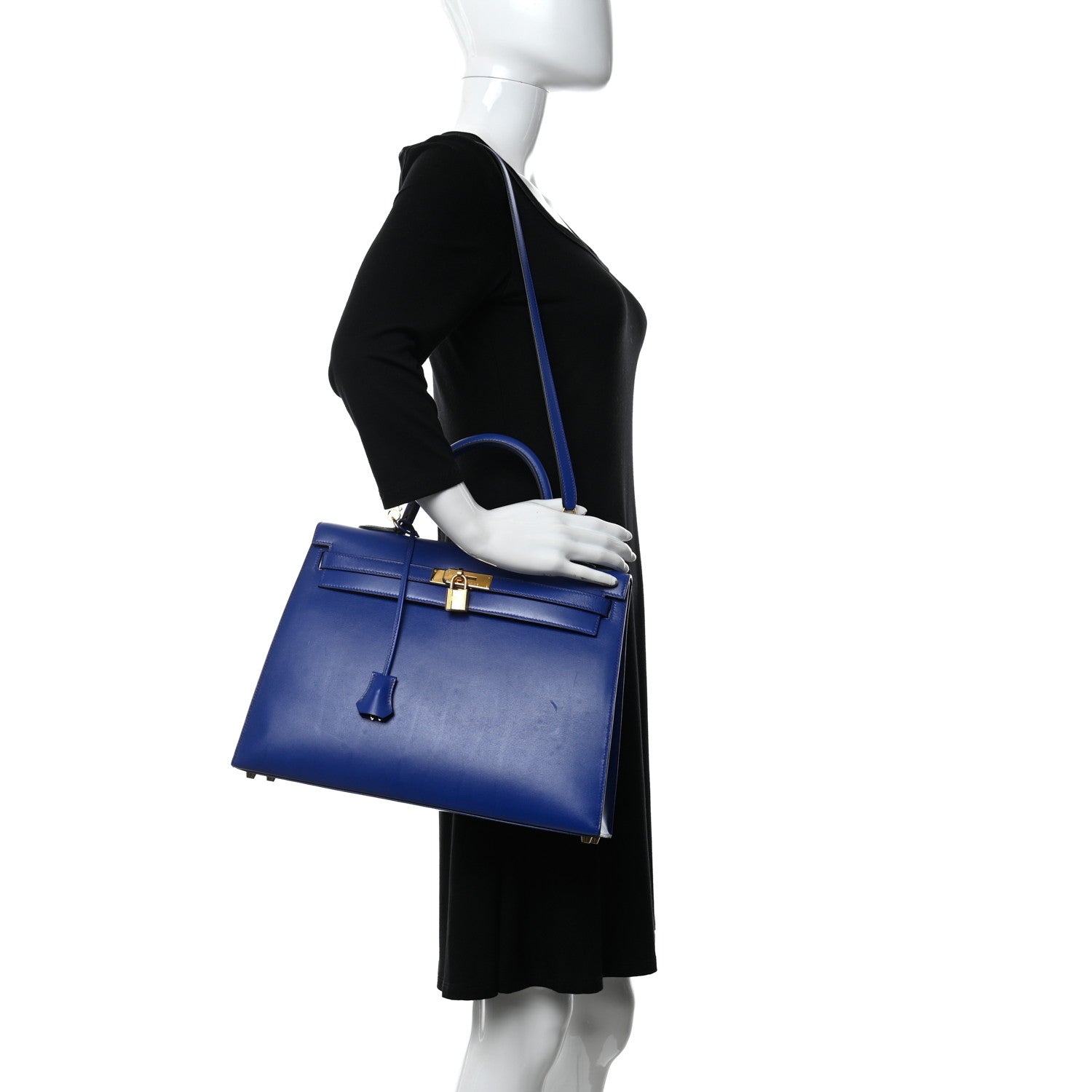 Hermes Tadelakt Kelly Sellier 35 Bleu Electric 2 of 15