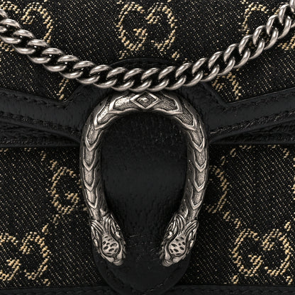 Gucci Jacquard Black Denim GG Monogram Super Mini Dionysus Shoulder Bag Black Ivory 7 of 9