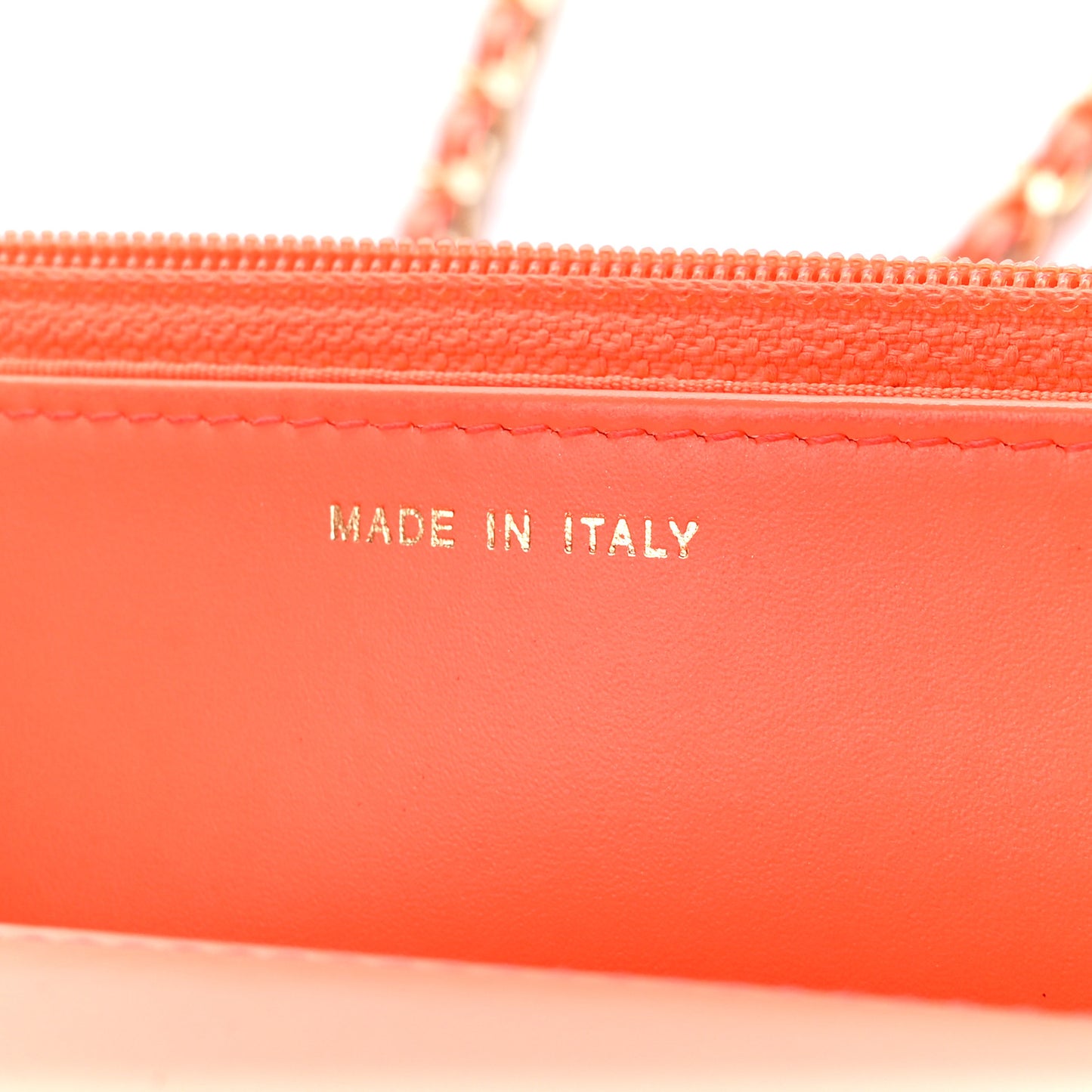 Patent Calfskin Quilted Boy Wallet On Chain WOC Orange